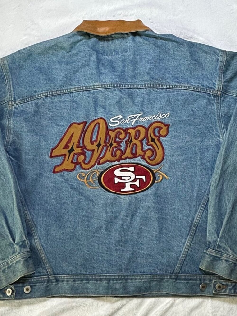 San Francisco 49ers Vintage Blue Denim Jacket by Pro Elite - Size XL